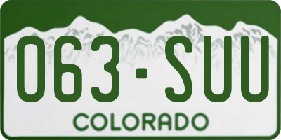 CO license plate 063SUU