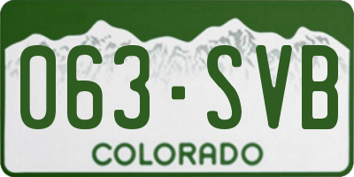CO license plate 063SVB