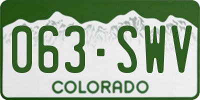 CO license plate 063SWV