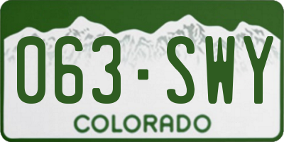 CO license plate 063SWY