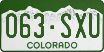 CO license plate 063SXU