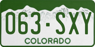 CO license plate 063SXY