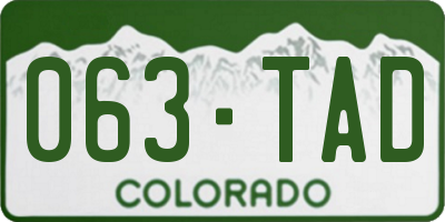 CO license plate 063TAD