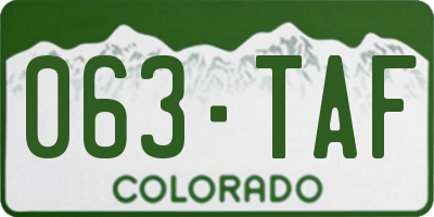CO license plate 063TAF