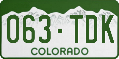 CO license plate 063TDK