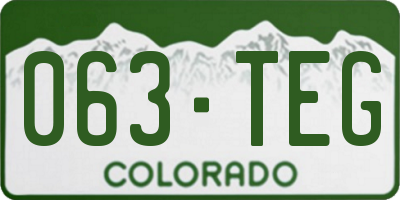 CO license plate 063TEG