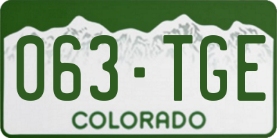 CO license plate 063TGE