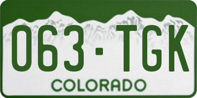 CO license plate 063TGK