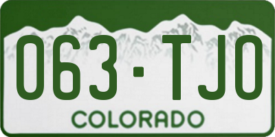CO license plate 063TJO