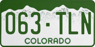 CO license plate 063TLN