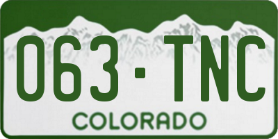 CO license plate 063TNC