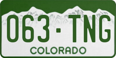 CO license plate 063TNG
