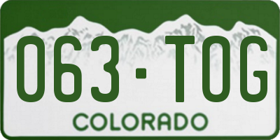 CO license plate 063TOG