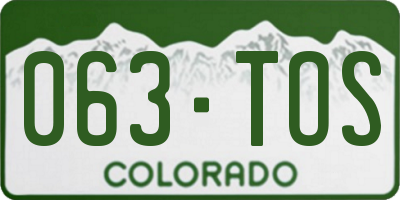 CO license plate 063TOS