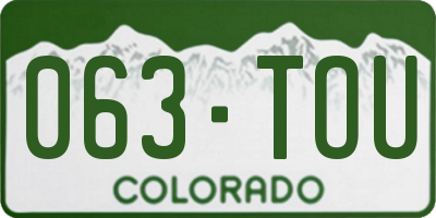 CO license plate 063TOU