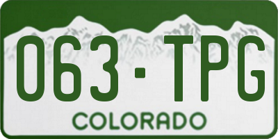 CO license plate 063TPG