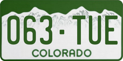 CO license plate 063TUE