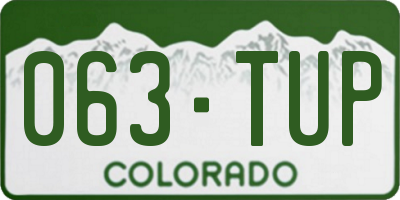 CO license plate 063TUP