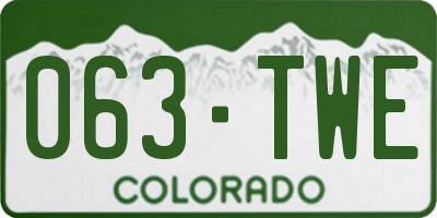 CO license plate 063TWE