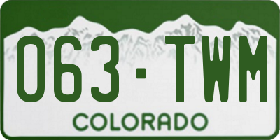 CO license plate 063TWM