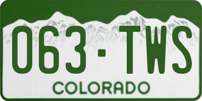 CO license plate 063TWS