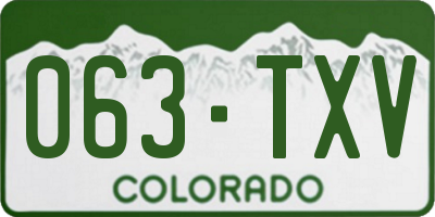CO license plate 063TXV