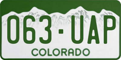 CO license plate 063UAP