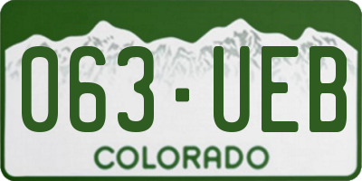 CO license plate 063UEB