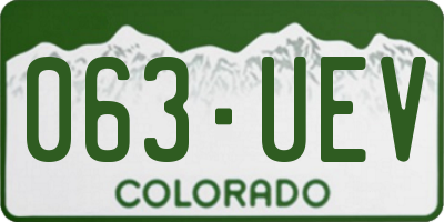 CO license plate 063UEV