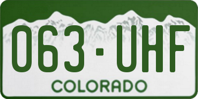 CO license plate 063UHF