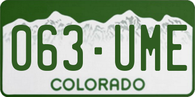CO license plate 063UME