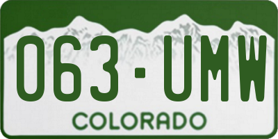 CO license plate 063UMW