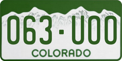CO license plate 063UOO
