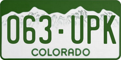 CO license plate 063UPK