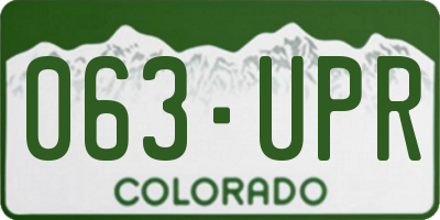 CO license plate 063UPR