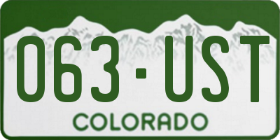 CO license plate 063UST