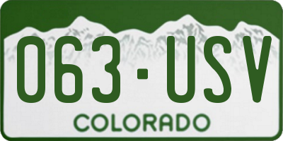 CO license plate 063USV