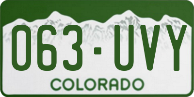 CO license plate 063UVY