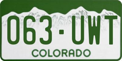 CO license plate 063UWT