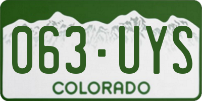 CO license plate 063UYS