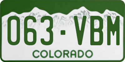 CO license plate 063VBM