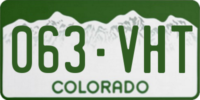 CO license plate 063VHT