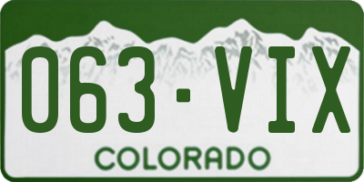 CO license plate 063VIX