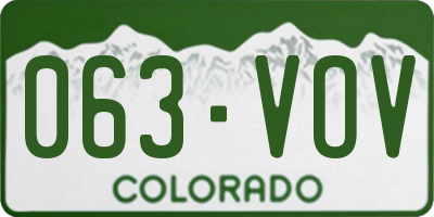 CO license plate 063VOV