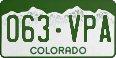 CO license plate 063VPA