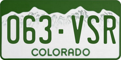CO license plate 063VSR