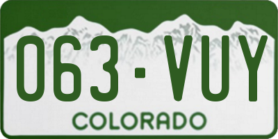 CO license plate 063VUY