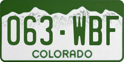CO license plate 063WBF
