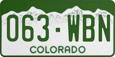 CO license plate 063WBN