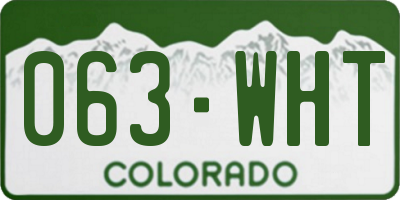CO license plate 063WHT